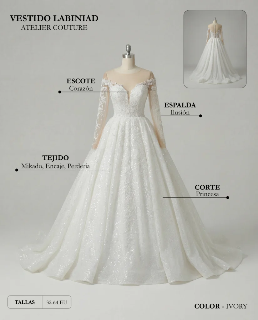 Vestido de novia Labiniad ficha técnica, Couture