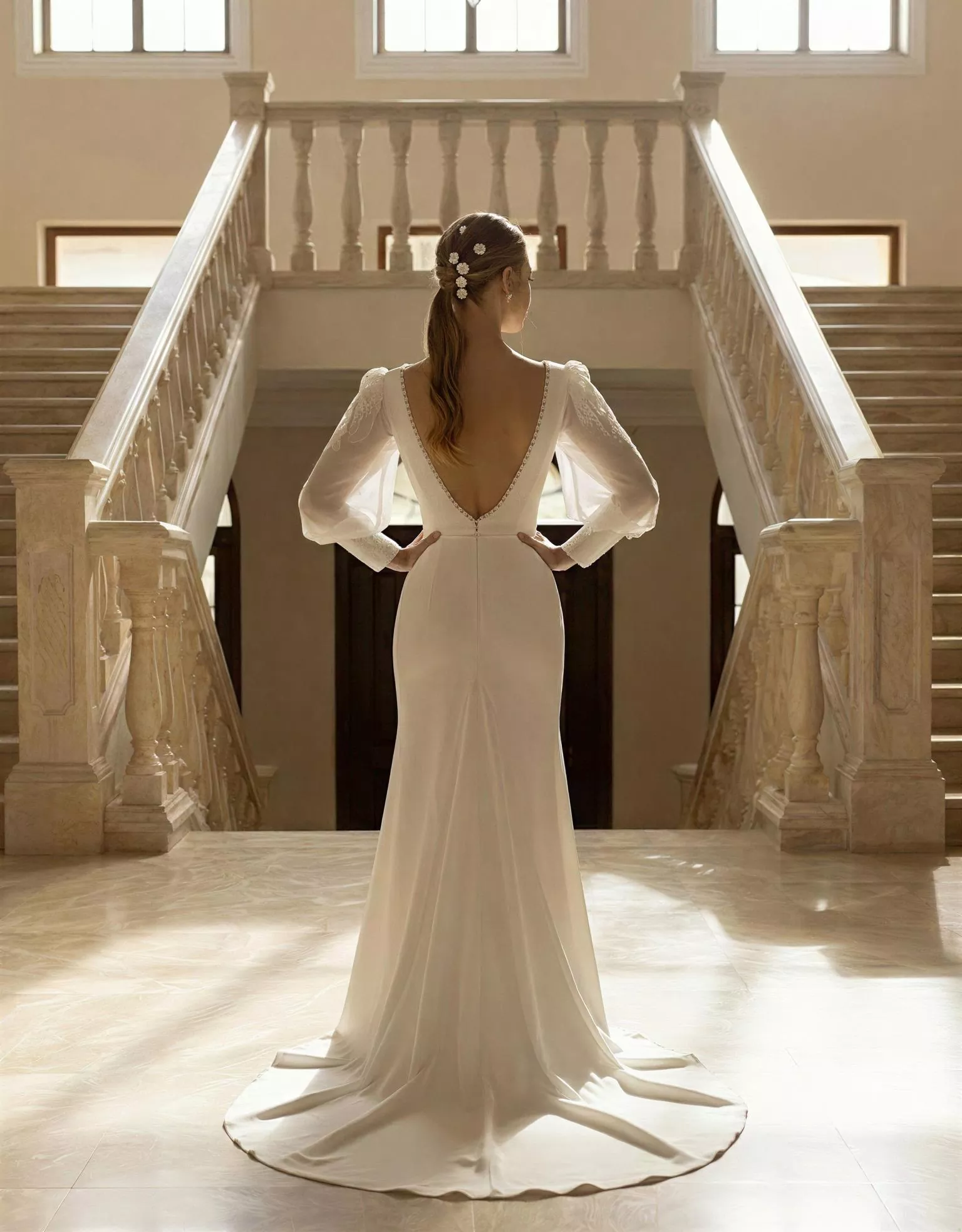 vestido-novia-lenaad-atelierromance-satén-escoteenv-espaldaenu-espalde detalle-atelierdebodas