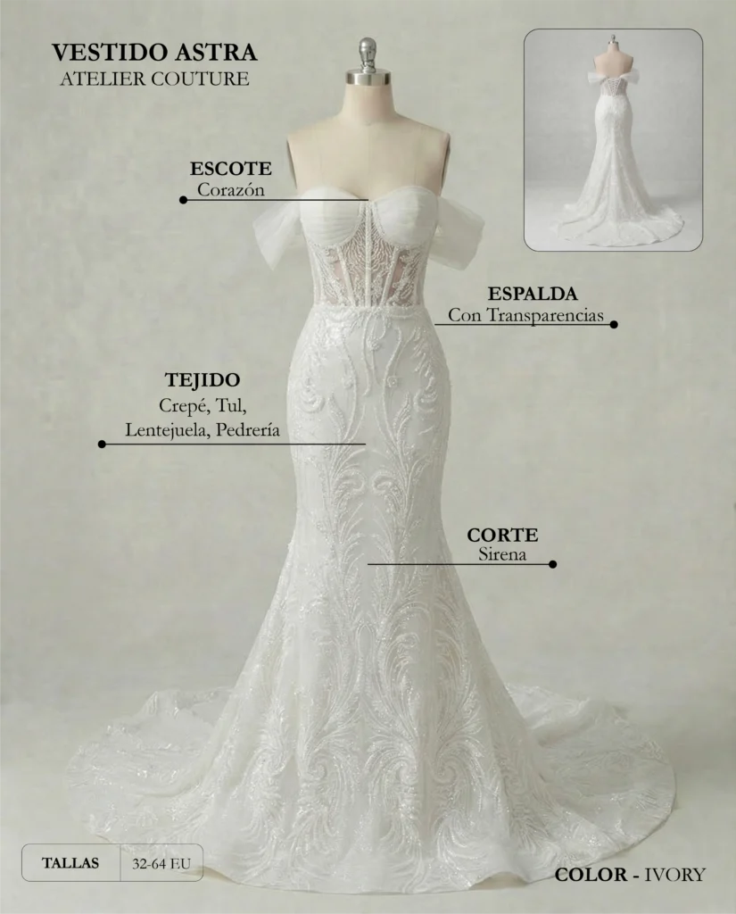 Vestido de novia Astra ficha técnica, Couture