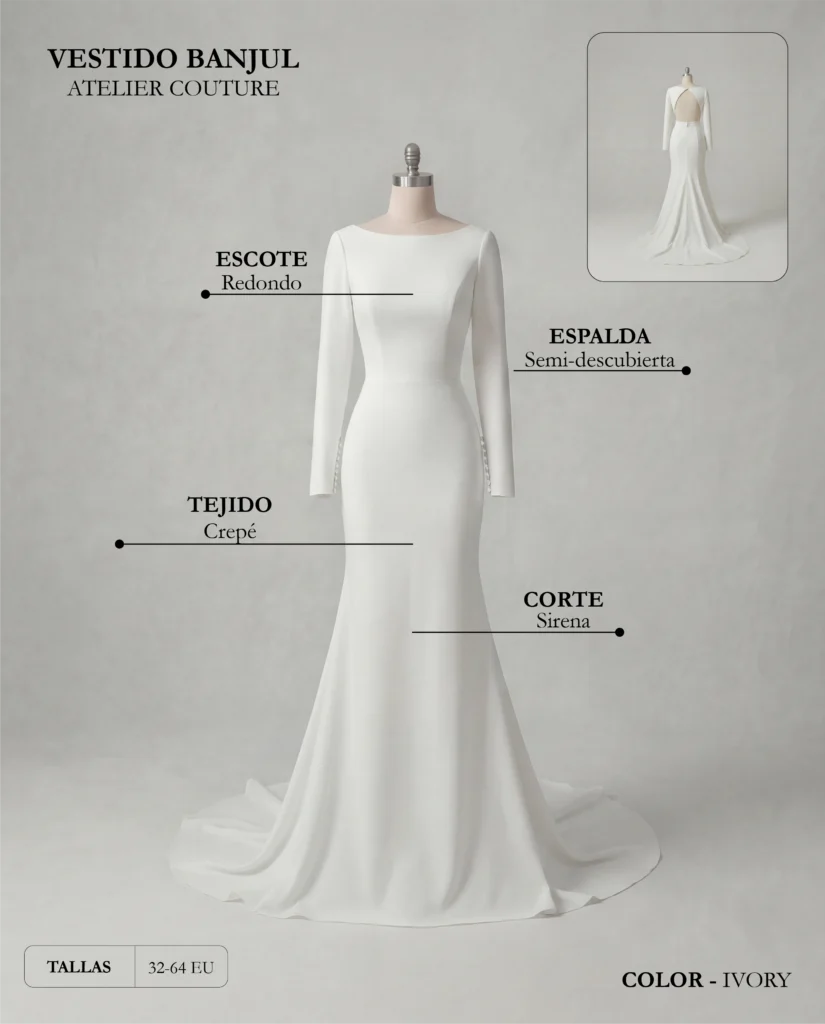 Vestido de novia Banjul ficha técnica, Couture