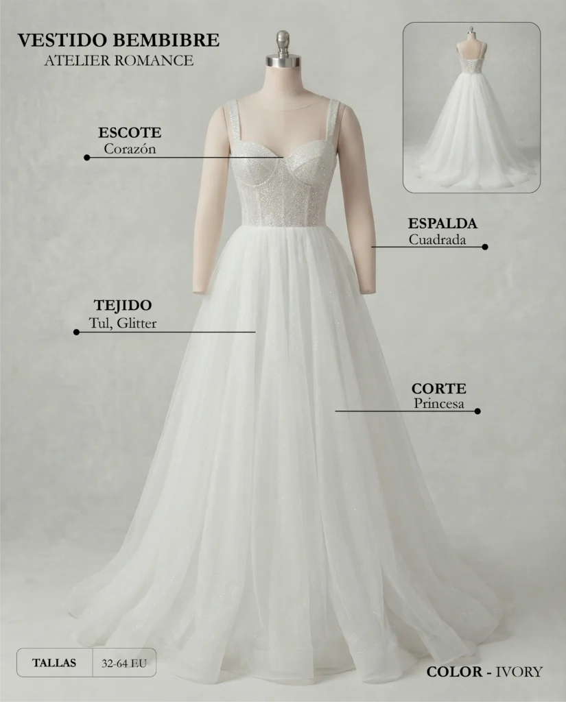 Vestido de novia Bembibre ficha técnica, Romance