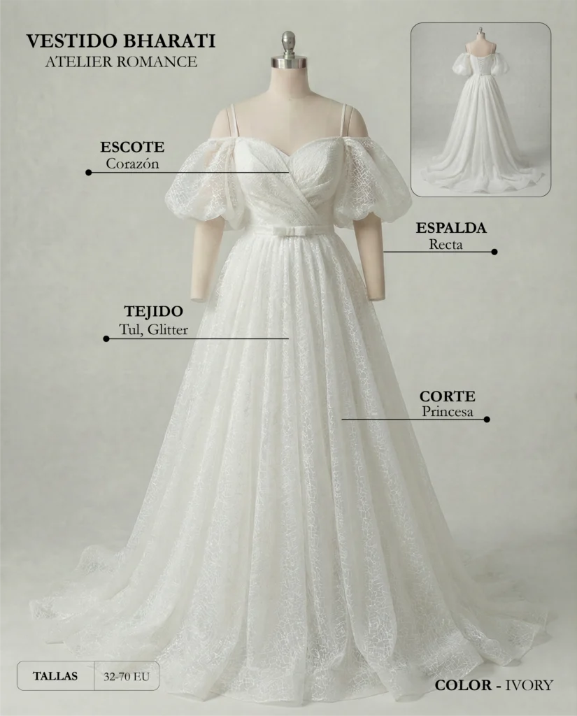 Vestido de novia Bharati ficha técnica, Romance