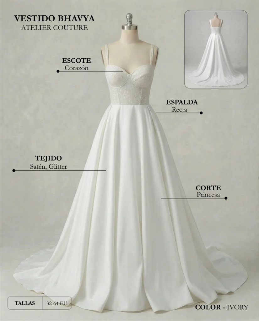 Vestido de novia Bhavya ficha técnica, Couture