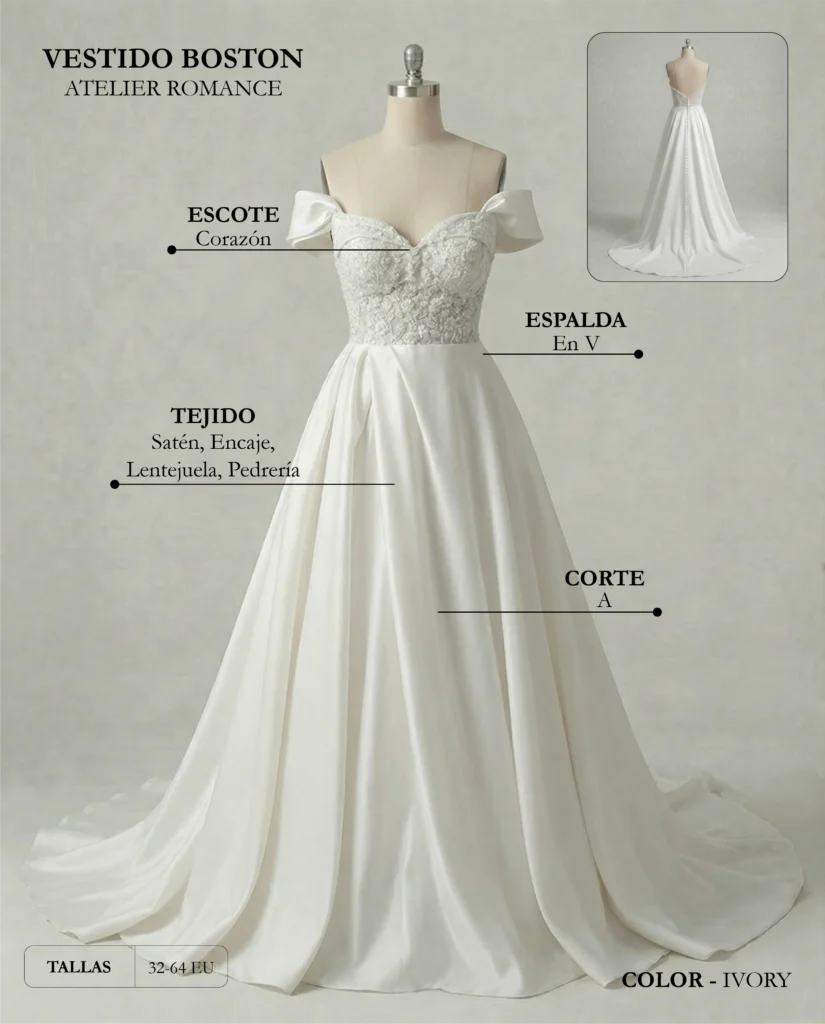 Vestido de novia Boston ficha técnica, Romance