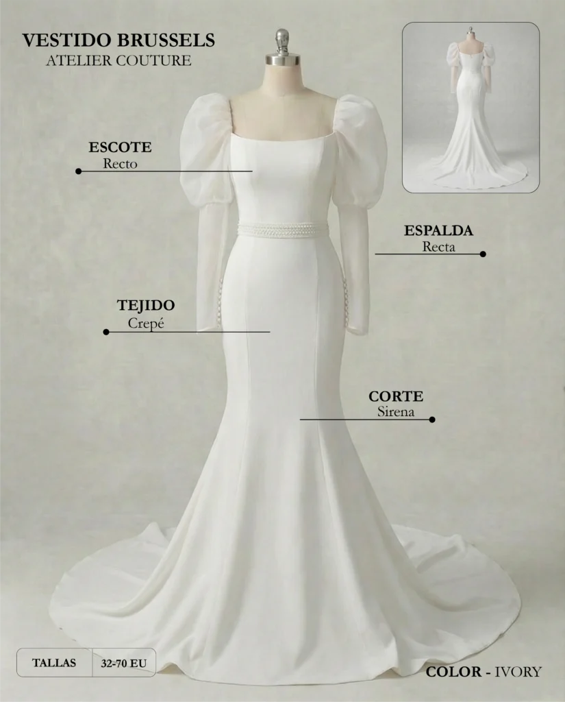 Vestido de novia Brussels ficha técnica, Couture