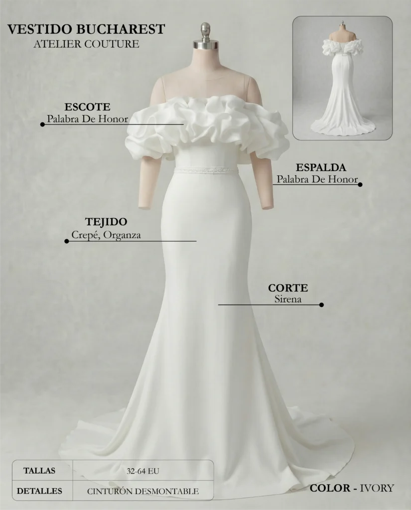 Vestido de novia Bucharest ficha técnica, Couture