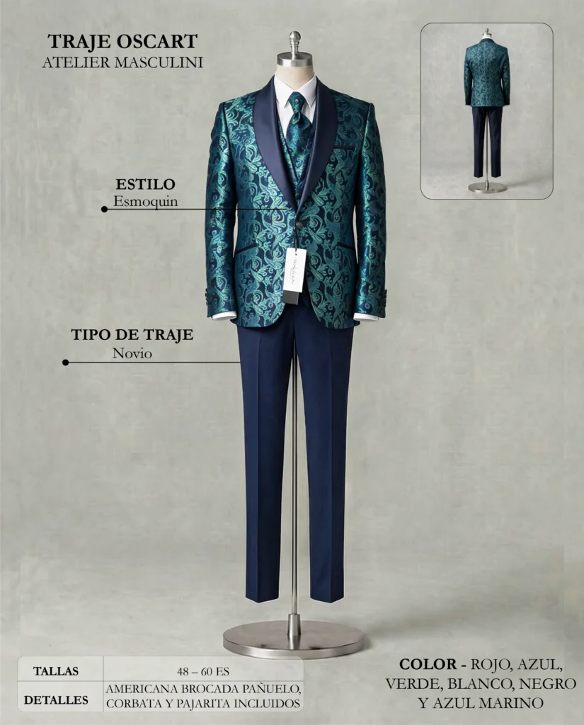 Traje de novio Oscart ficha técnica, Masculini