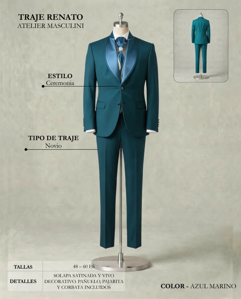 Traje de novio Renato ficha técnica, Masculini