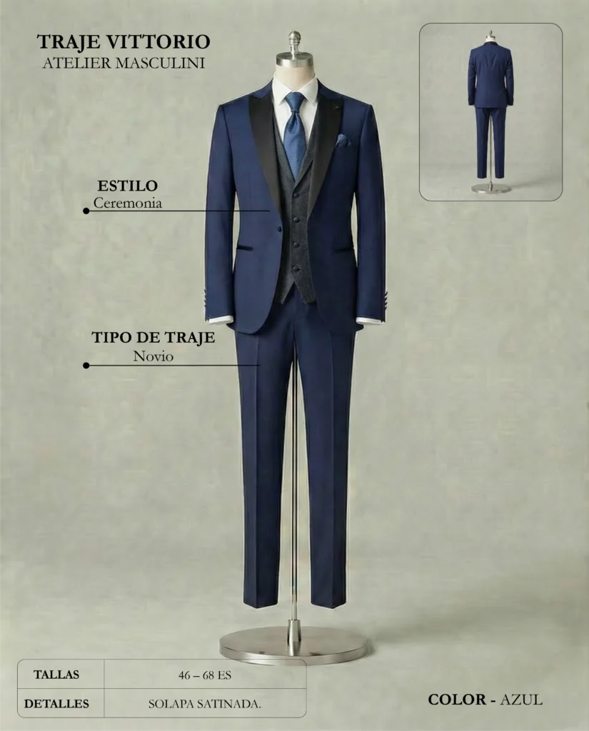 Traje de novio Vittorio ficha técnica, Masculini