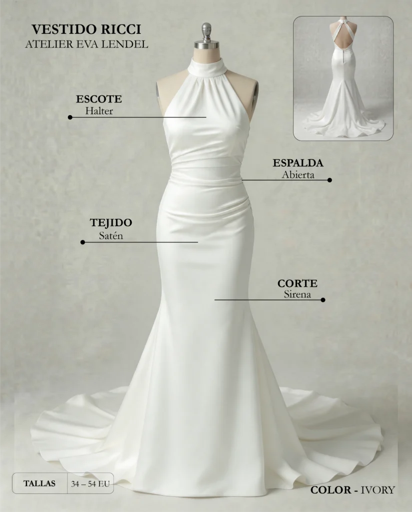 Vestido de novia Ricci ficha técnica, Eva Lendel