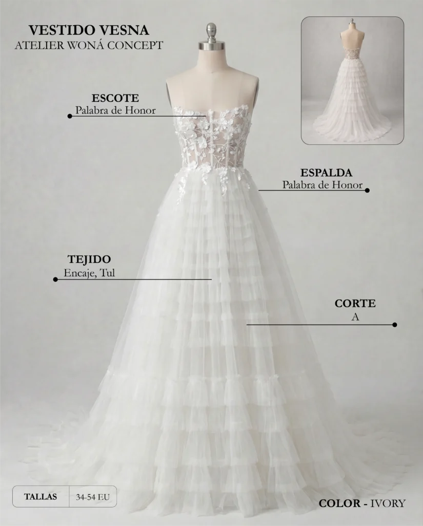 Vestido de novia Vesna ficha técnica, Romance