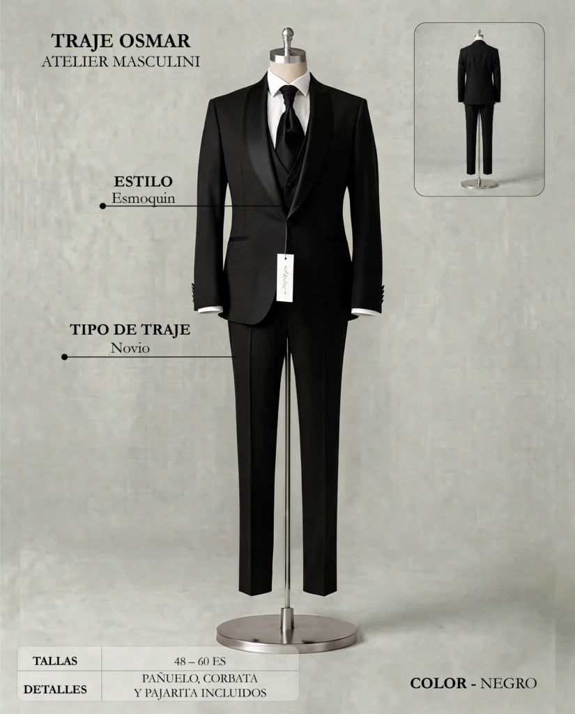 Traje de novio Osmar ficha técnica, Masculini