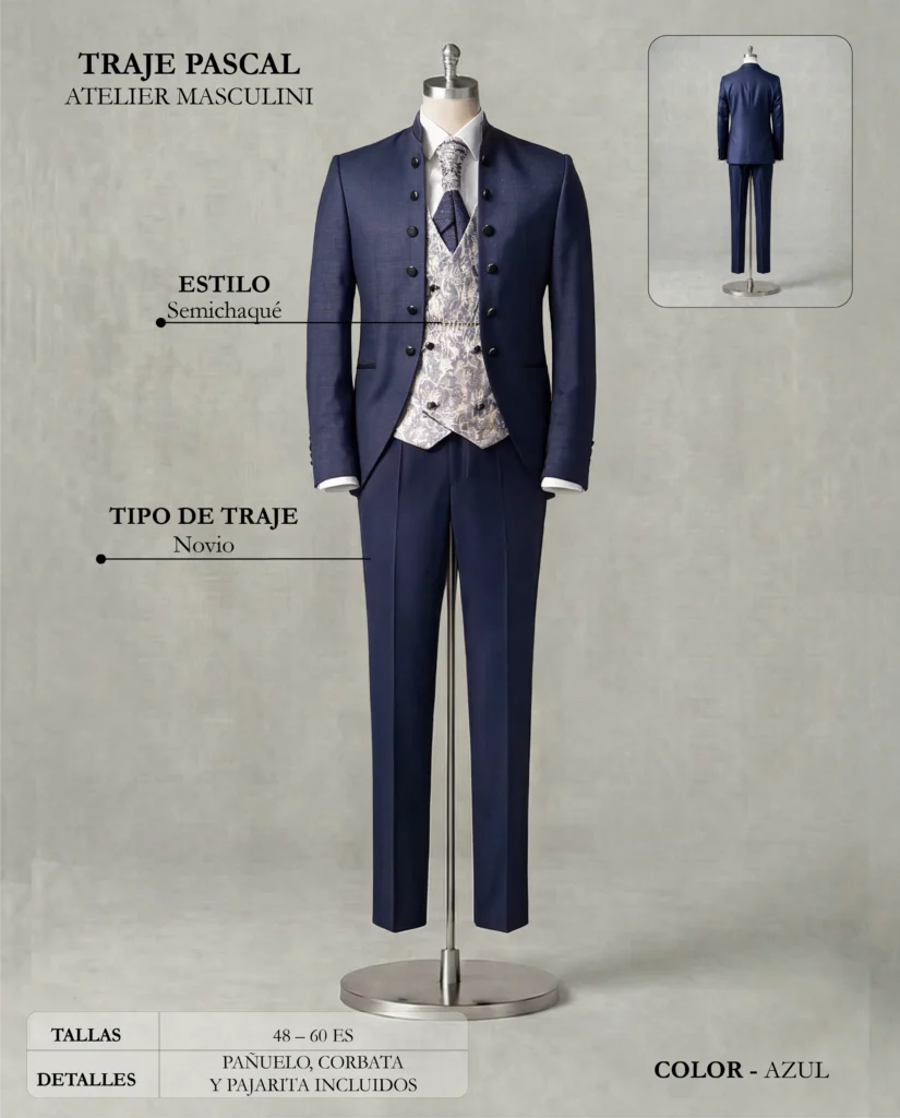 Traje de novio Pascal ficha técnica, Masculini