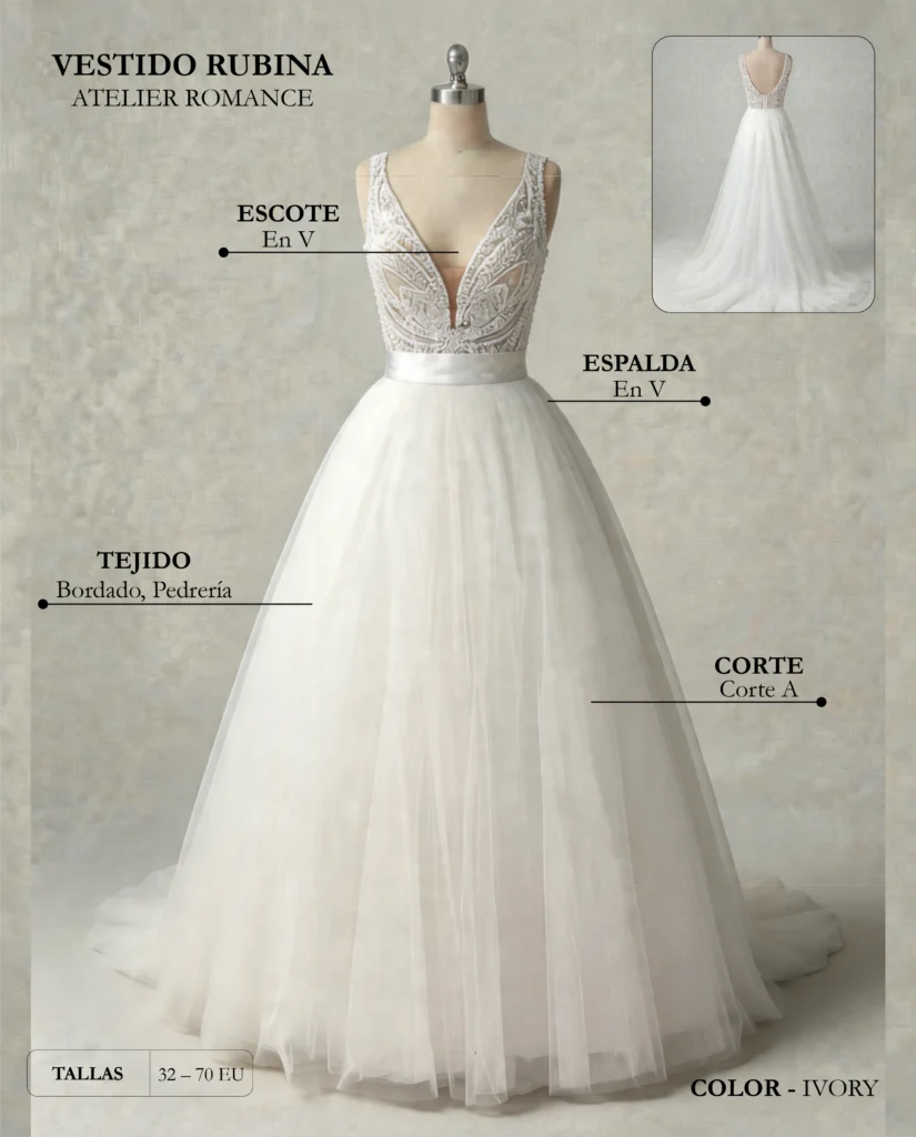 Traje de novio Rubina ficha técnica, Romance