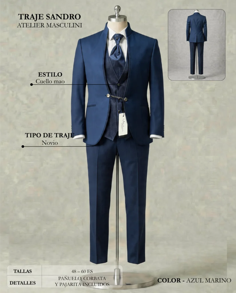Traje de novio Sandro ficha técnica, Masculini