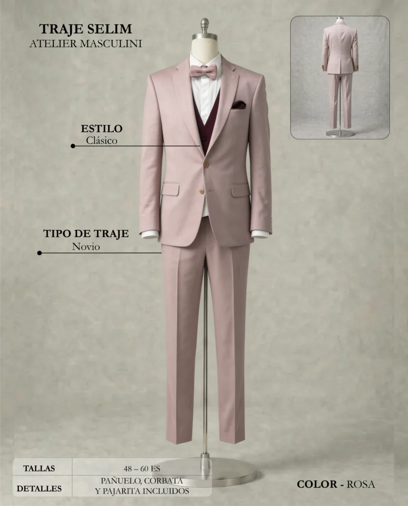 Traje de novio Selim ficha técnica, Masculini