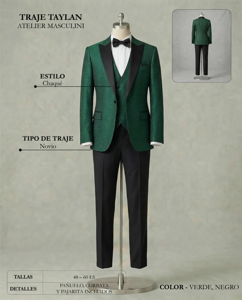 Traje de novio Taylan ficha técnica, Masculini