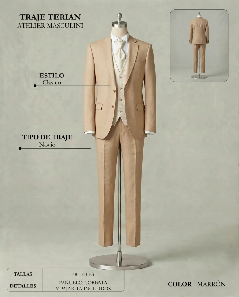 Traje de novio Terian ficha técnica, Masculini