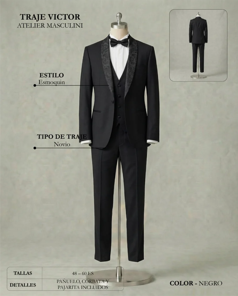 Traje de novio Victor ficha técnica, Masculini