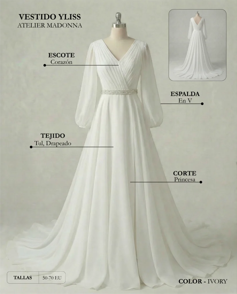 Vestido de novia Yliss ficha técnica, Madonna