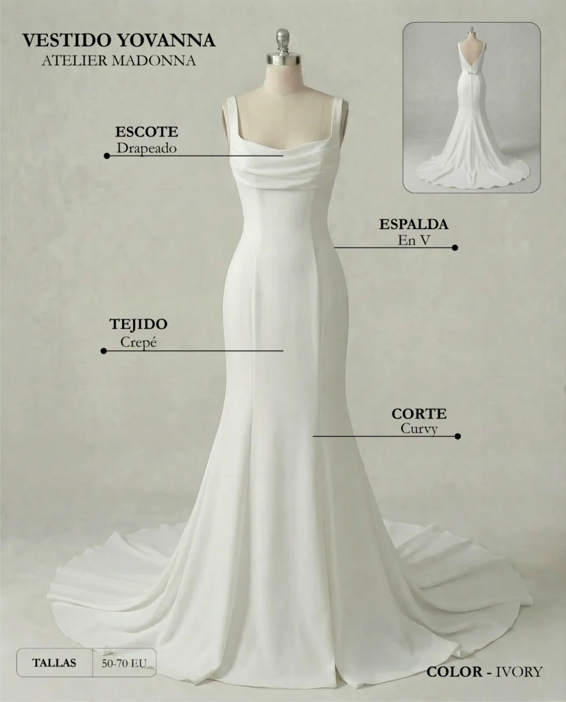Vestido de novia Yovanna ficha técnica, Madonna