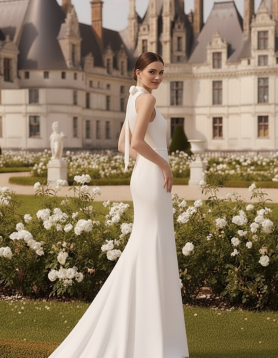 relora_Vestido_Novia_Crepe_ CuelloHalter