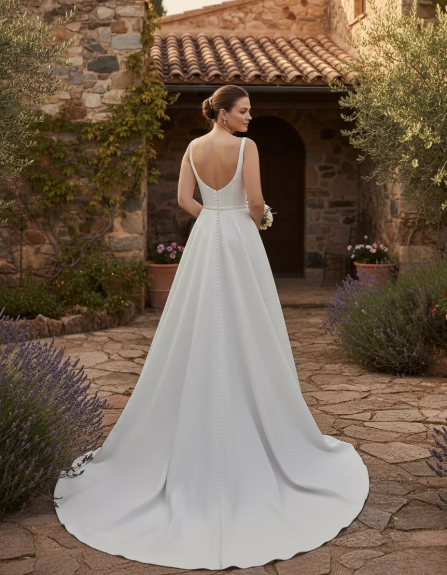 vestido-novia-Rhosira-atelierromance-satén-escotecorazón-espaldaabierta-atelierdebodas