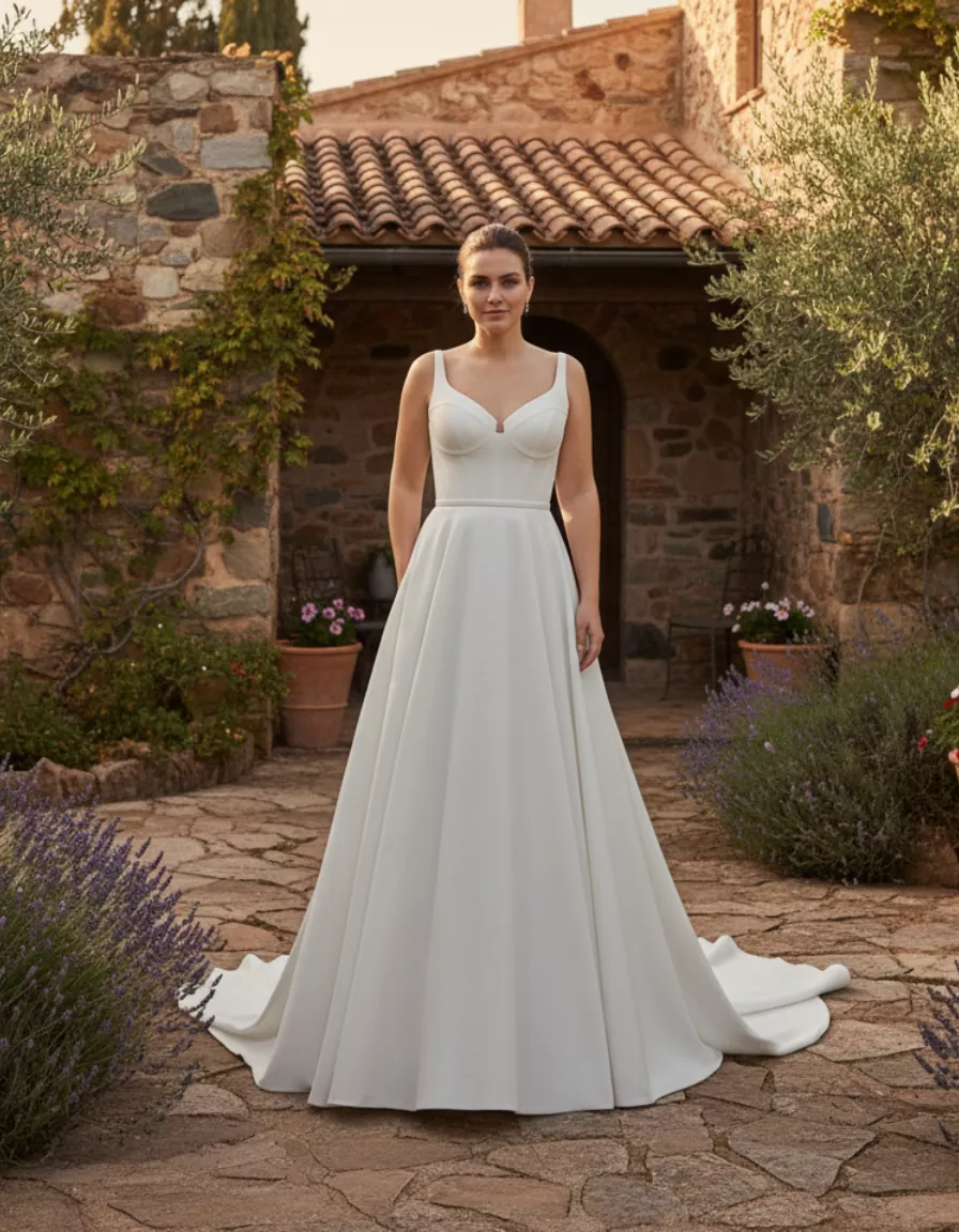 vestido-novia-Rhosira-atelierromance-satén-escotecorazón-espaldaabierta-atelierdebodas