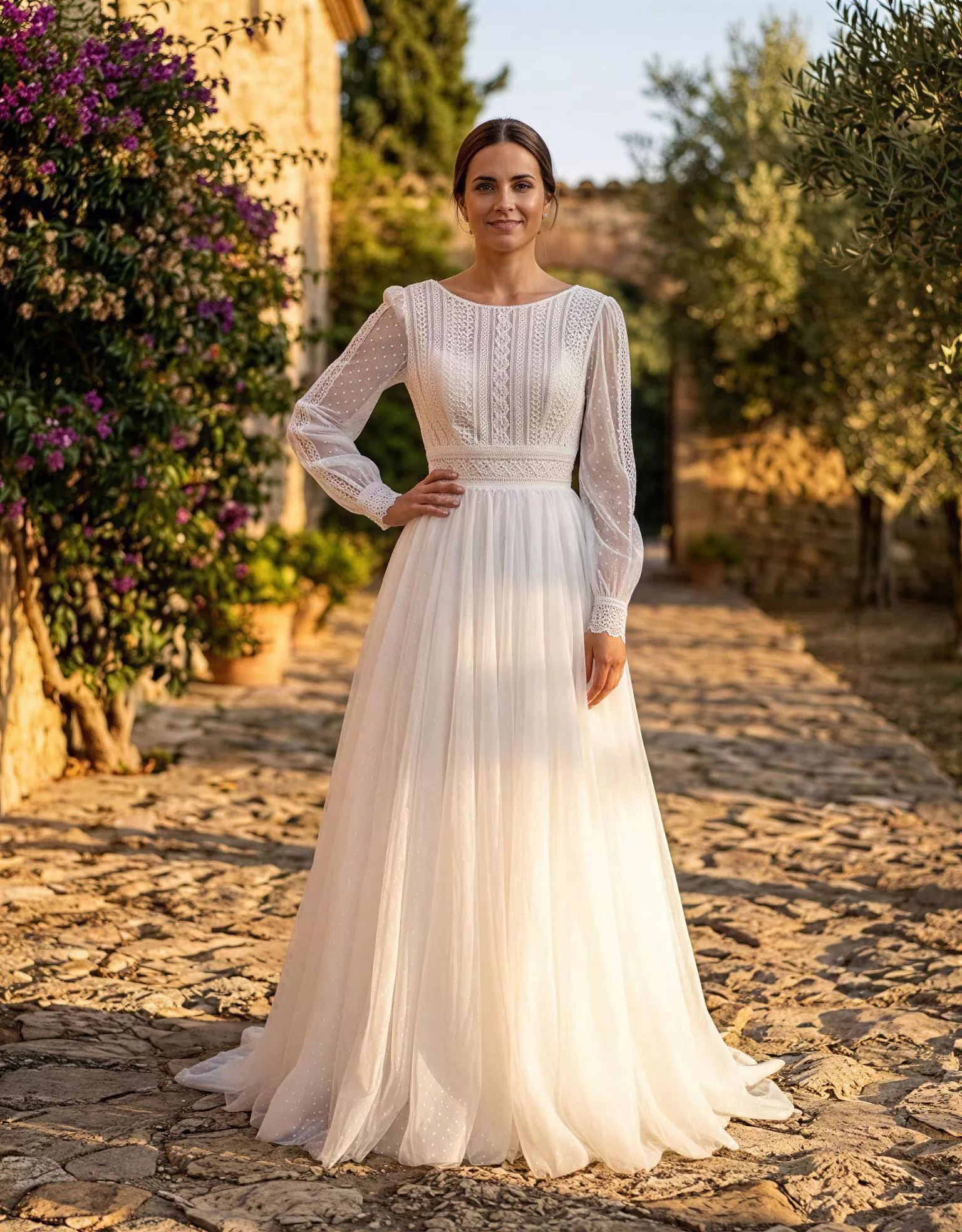 vestido-novia-belmira-atelierboheme-gasa-escotecerrado-espaldacerrado-atelierdebodas