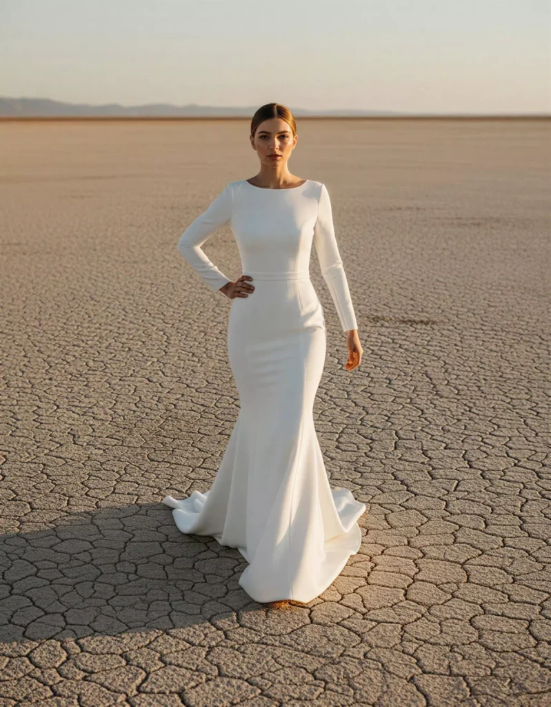 vestido-novia-danika-atelierromance-satén-escotecerrado-espaldacerrada-atelierdebodas