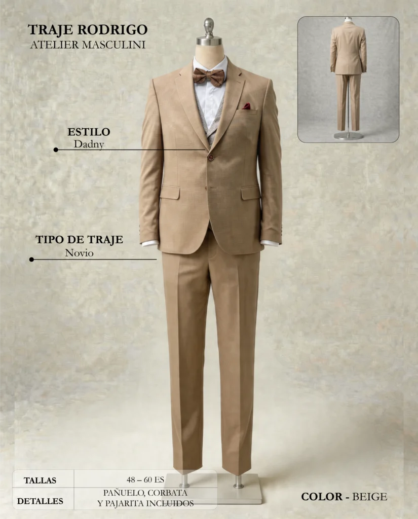 Traje de novio Rodrigo ficha técnica, Masculini