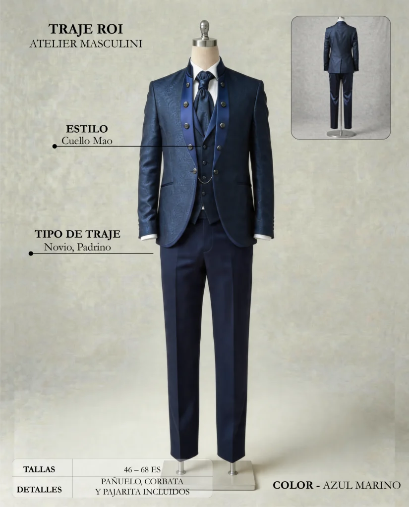 Traje de novio Roi ficha técnica, Masculini