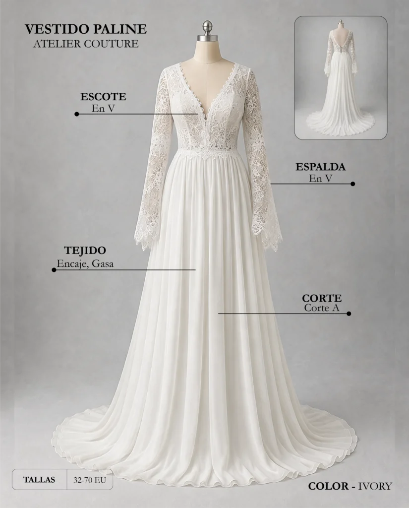 Vestido de novia Paline ficha técnica, Couture