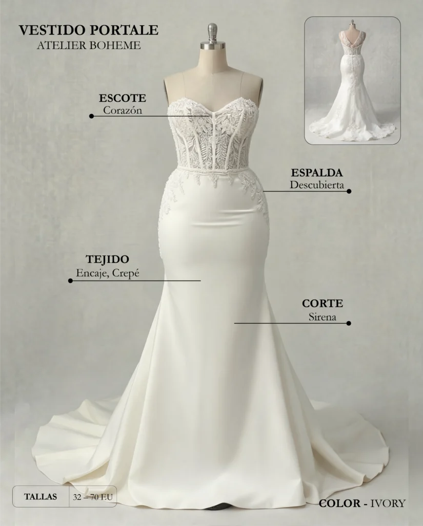 Vestido de novia Portale ficha técnica, Boheme