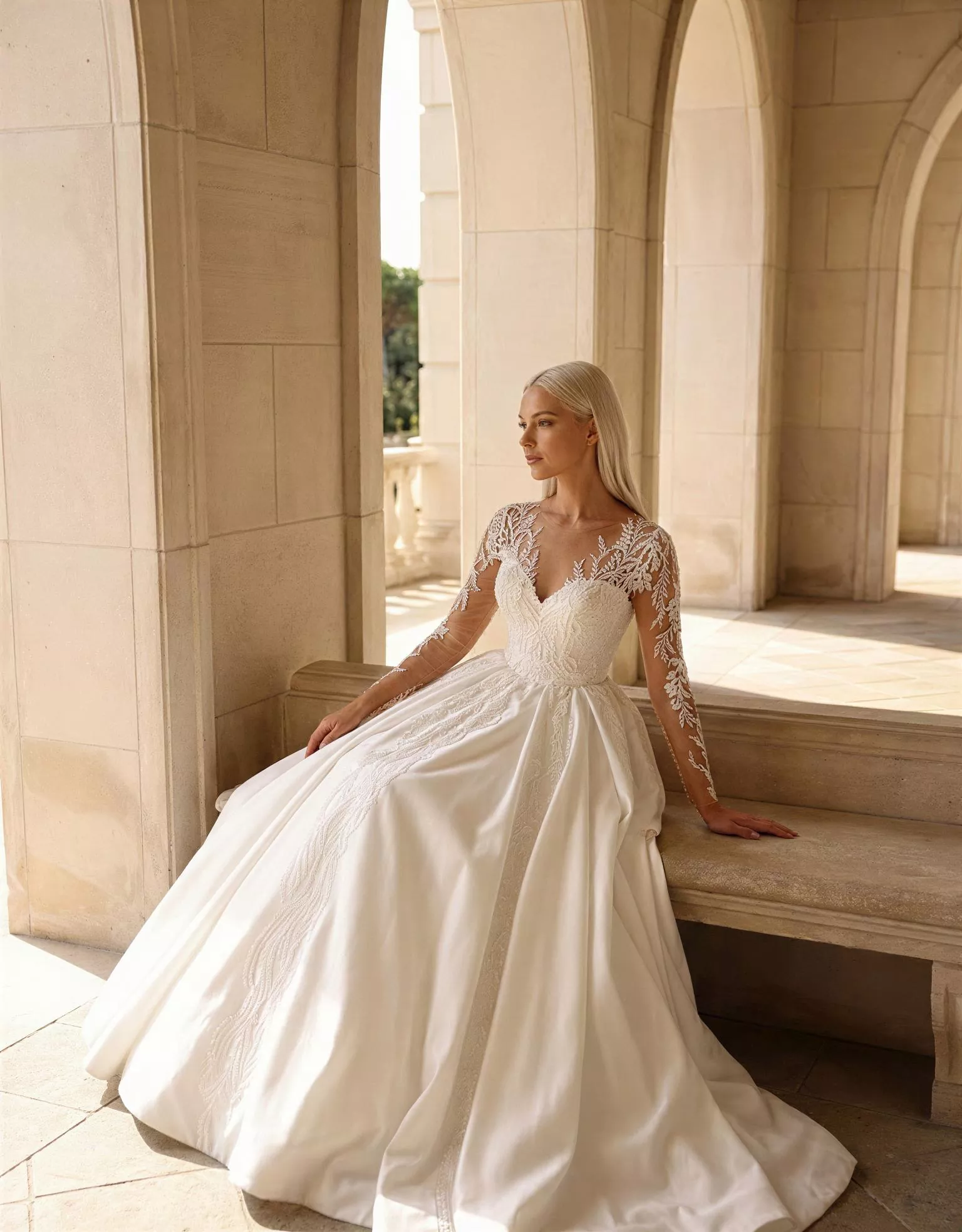 vestido-novia-dubai-ateliercouture-encaje-escotecorazón-espaldacerrada-atelierdebodas