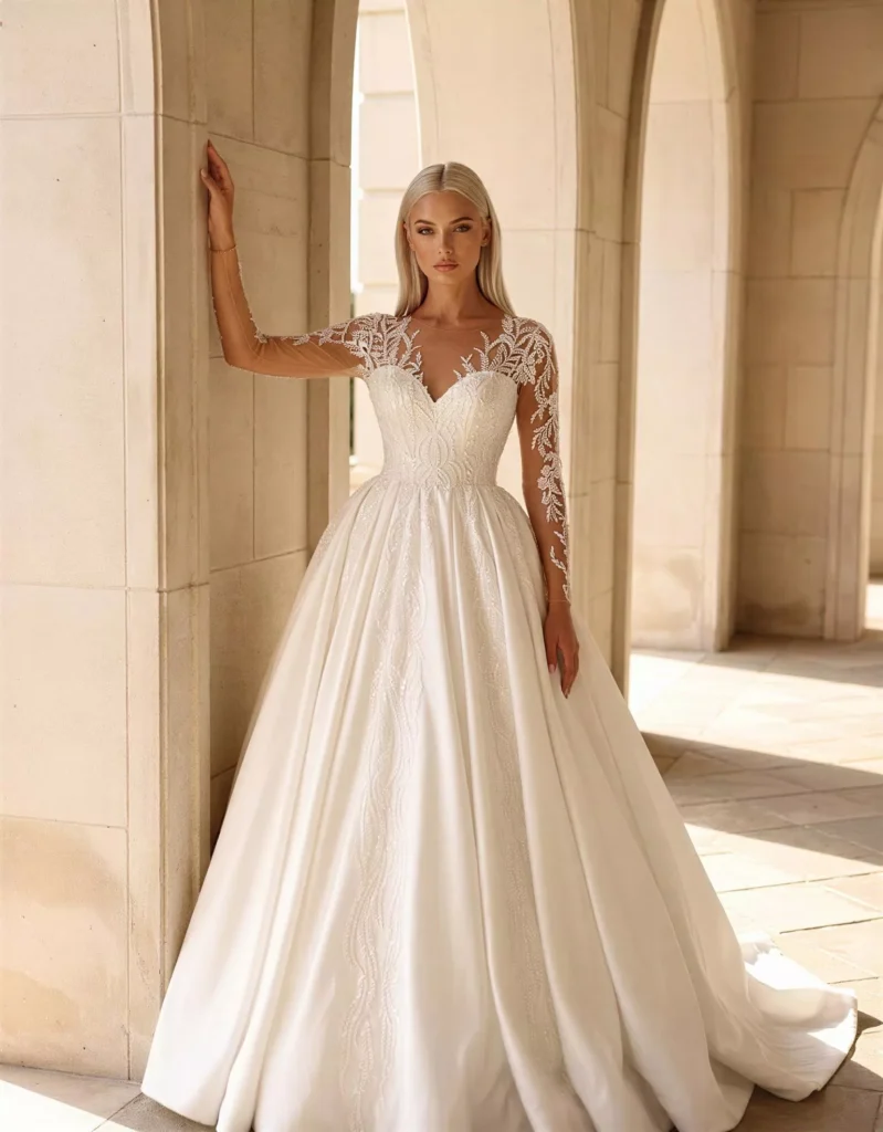 vestido-novia-dubai-ateliercouture-encaje-escotecorazón-espaldacerrada-atelierdebodas