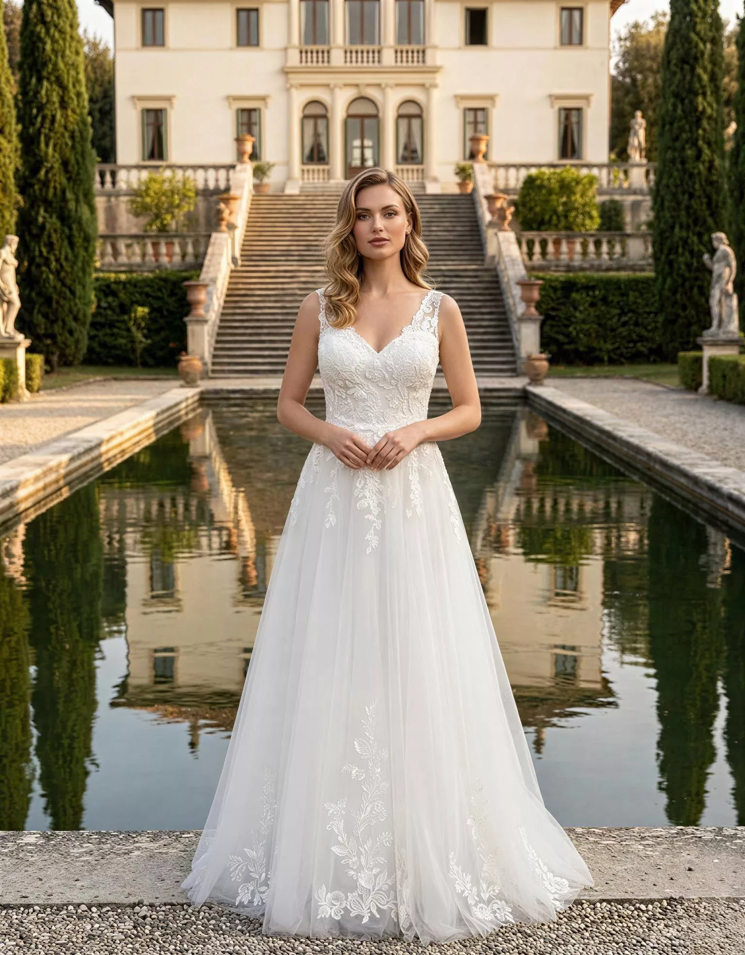 vestido-novia-halkidiki-atelierboheme-encaje-escotecorazón-espaldacerrada-frente-atelierdebodas