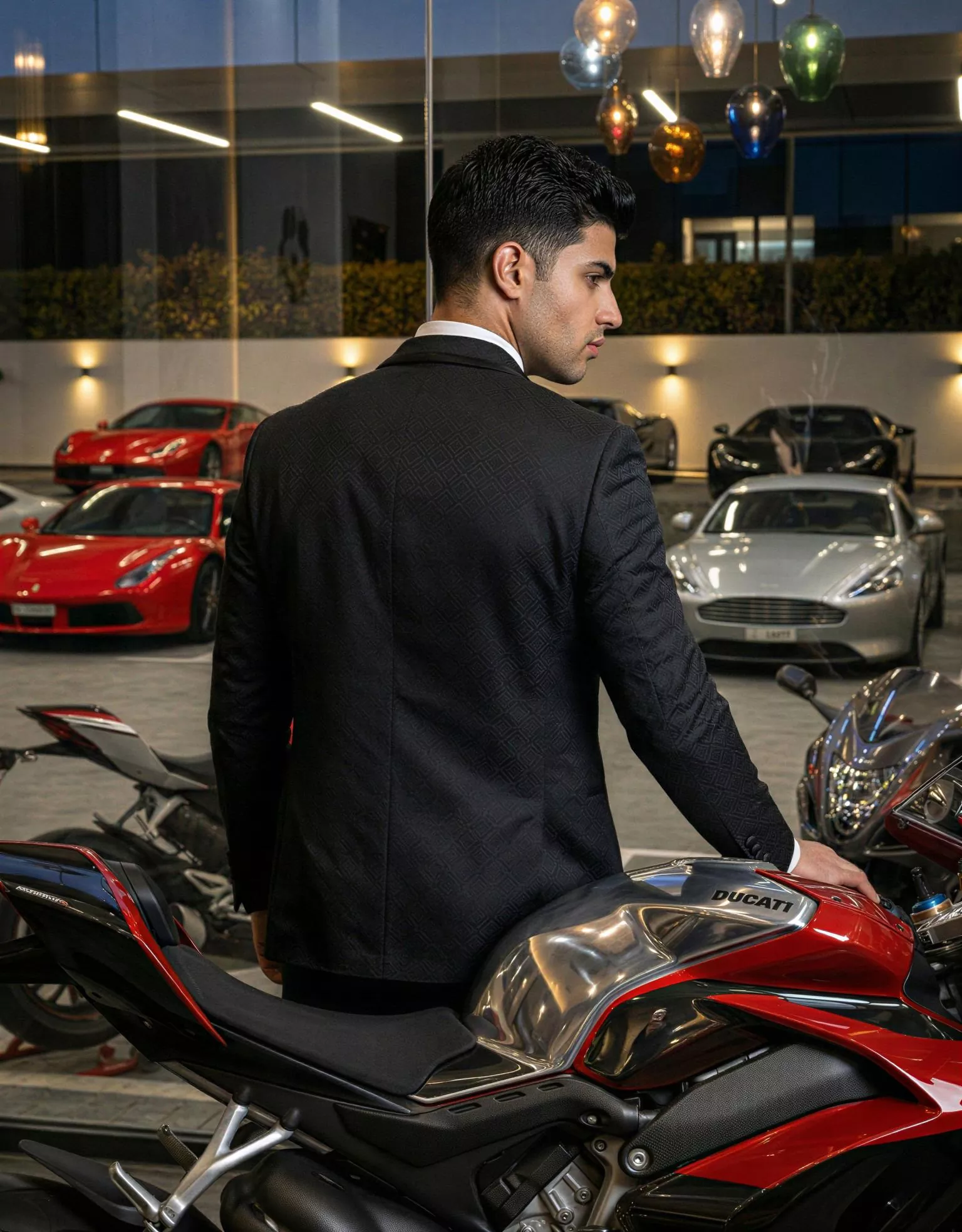 Traje de novio Icaro, pose espaldas, color negro, esmoquin, Atelier Masculini