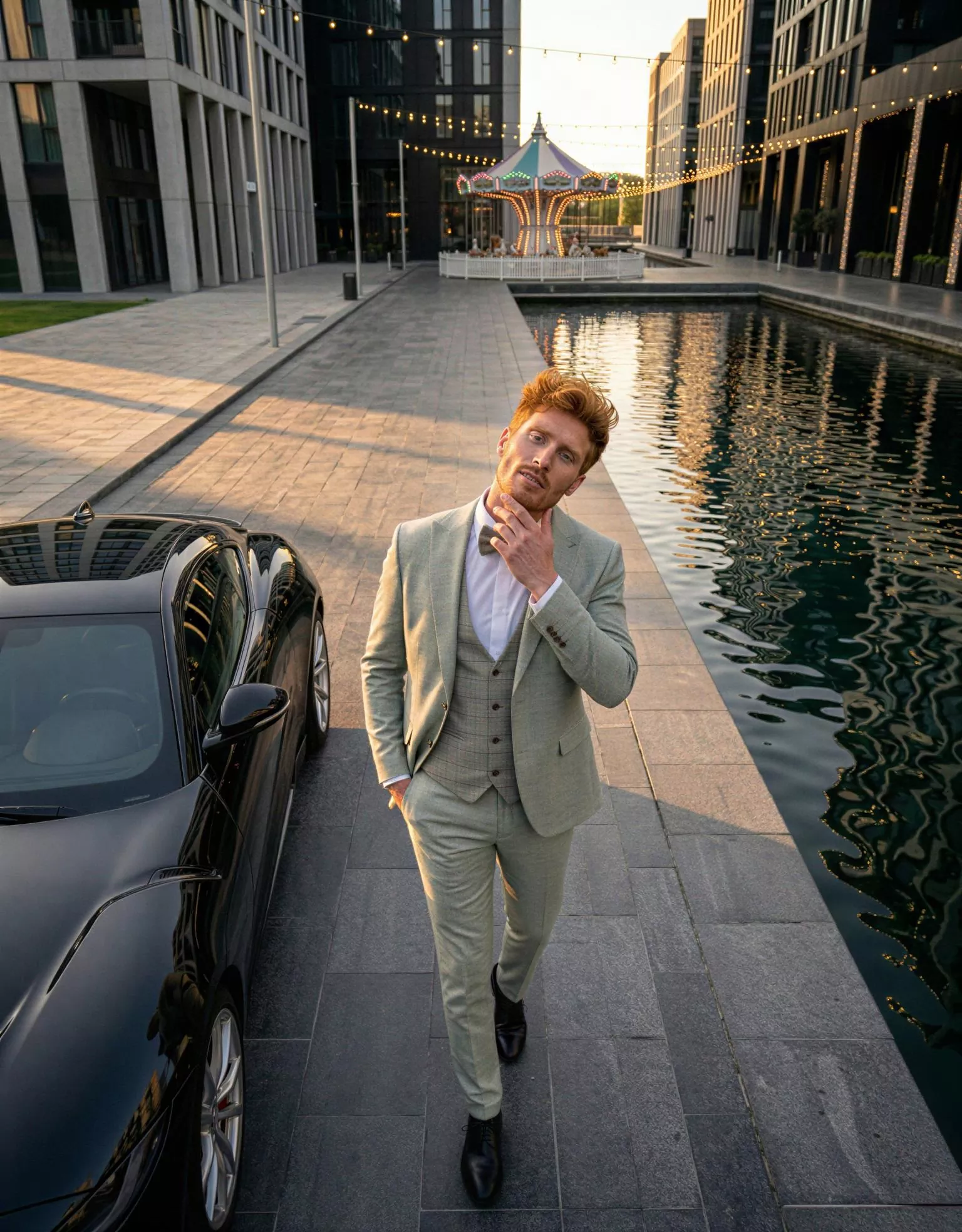 Traje de novio Petros, pose cenital, color verde, clásico, Atelier Masculini (1)